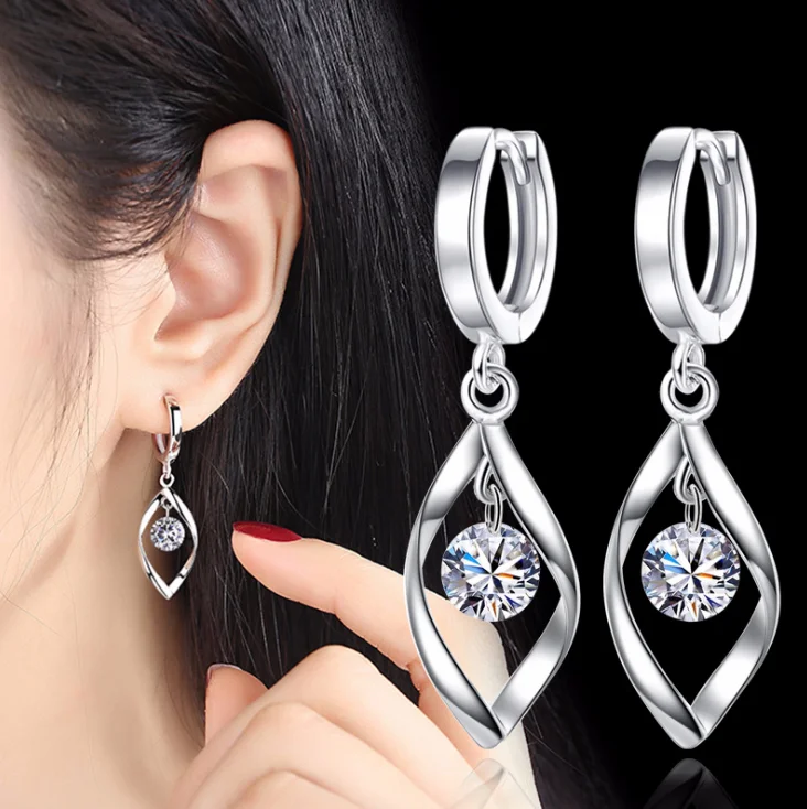 fancy new fashion design S925 silver copper huggie earrings fine silver jewelry hoop earrings for women