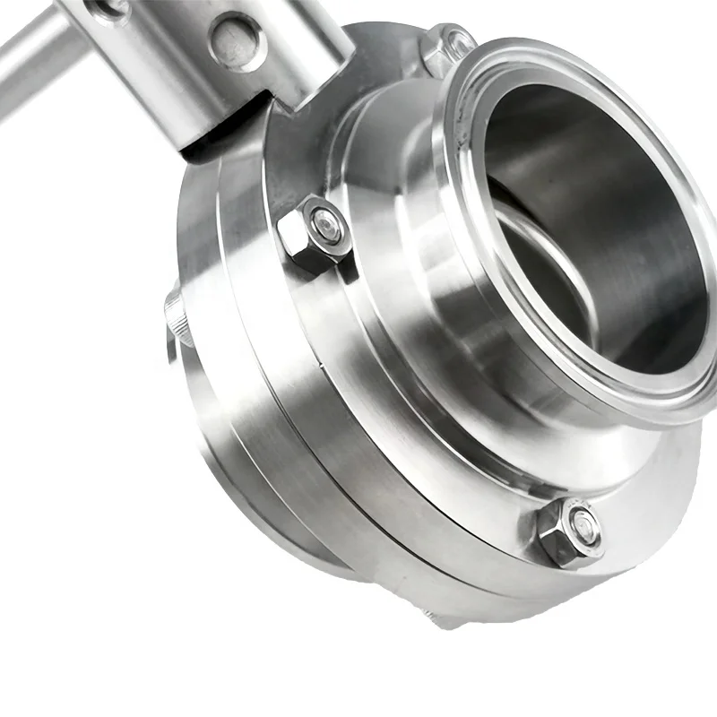 Aohoy 304 316 Stainless steel food grade tc ferrule end type manual tri clover clamp sanitary butterfly valve