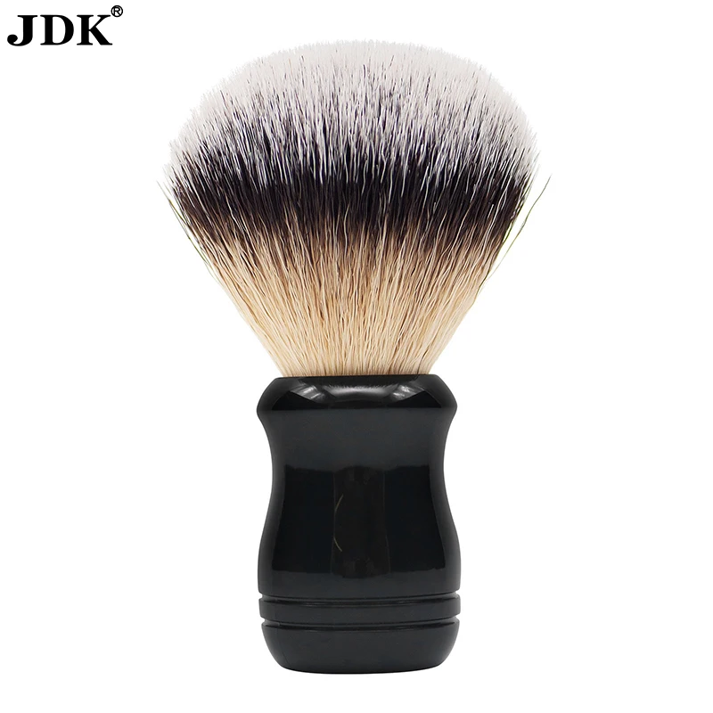 JDK Shaving Brush with Ultra-Soft Synthetic Bristles and Faux Ivory Black Handle to use with Shave Cream for a Perfect Lather