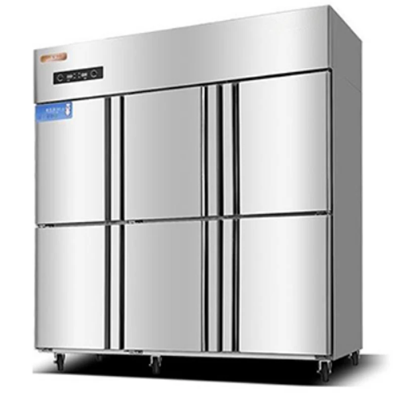 
Stainless steel vertical industrial commercial six-door refrigerator dual-machine single-freezer kitchen freezer 