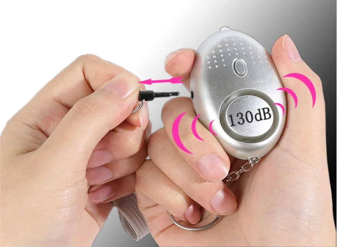 130db Recharge Self Defense OEM Personal Security Alarm Keychain Anti Attack Rape Emergency Personal Alarm Pink Black Yellow LED