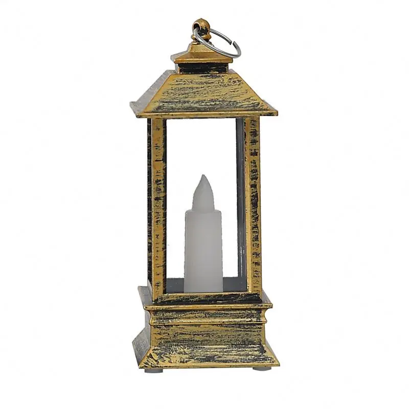 Super Hot Retro Christmas Ornaments, Warm White Led Long Taper Candle Mini Wind Lantern