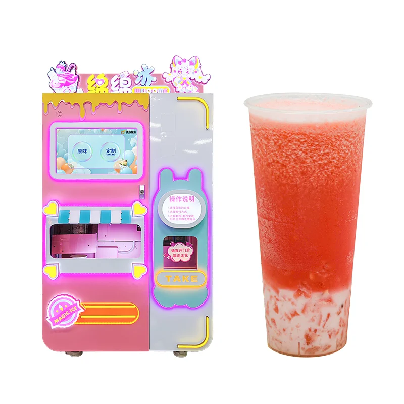 Intelligent snack machines to rapid ice making with cart commercial full automatic snow cone machine