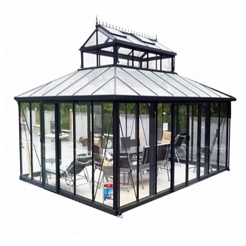 China Wholesale Double Glass Greenhouse Solarium Aluminum Sunroom Garden Veranda Glass Houses