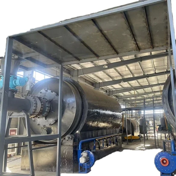 pyrolysis plant waste tyre to fuel oil carbon black pyrolysis machine with installation