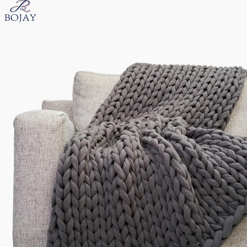 Soft Cotton Material Premium Weighted Blanket Throw Heavy Cooling Chunky Knitted Cooling Weighted Blanket