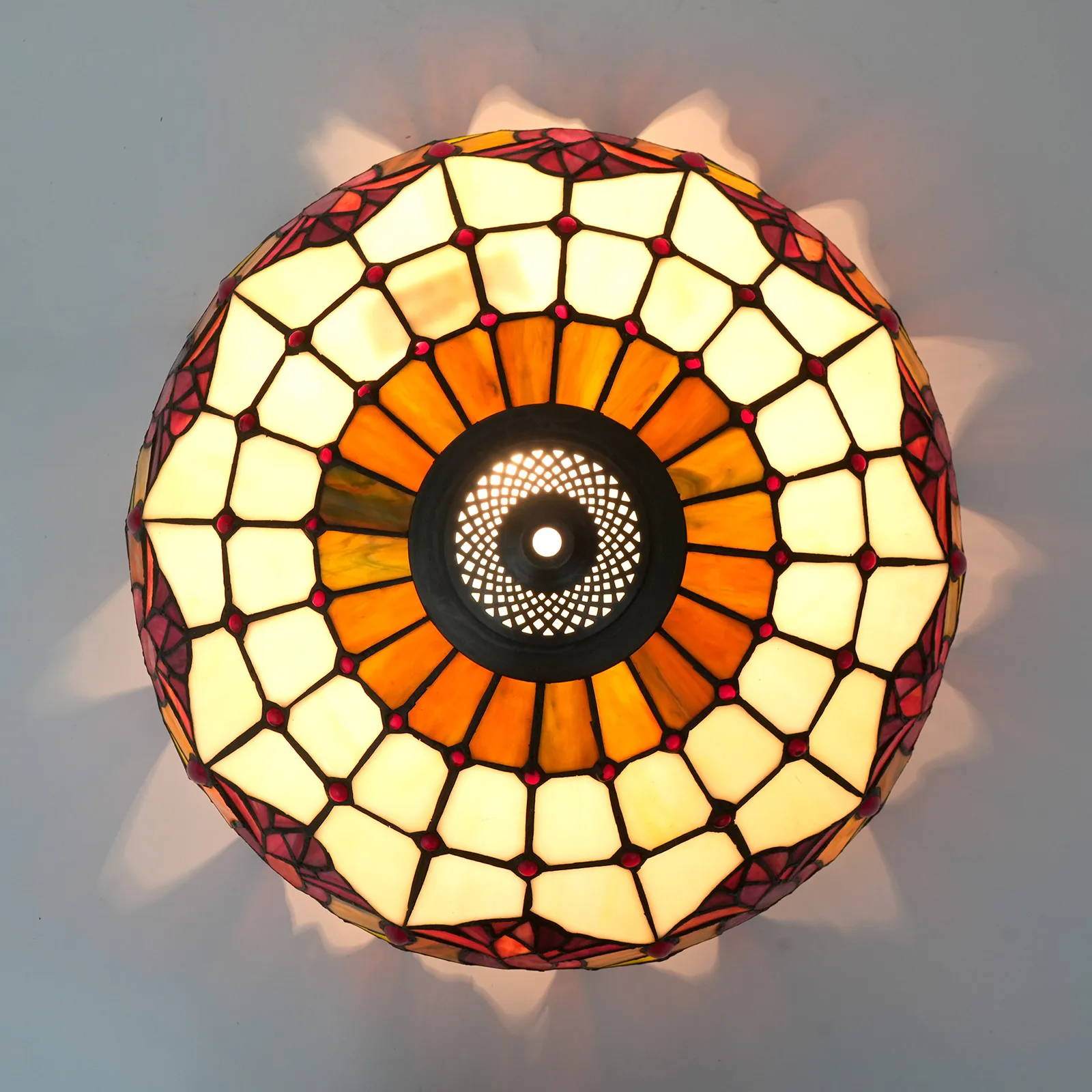 16 Inch Tulip Lampshade Replacement Tiffany Style Floral Stained Glass Lamp Shade for Table Lamp Floor Lights Chandelier