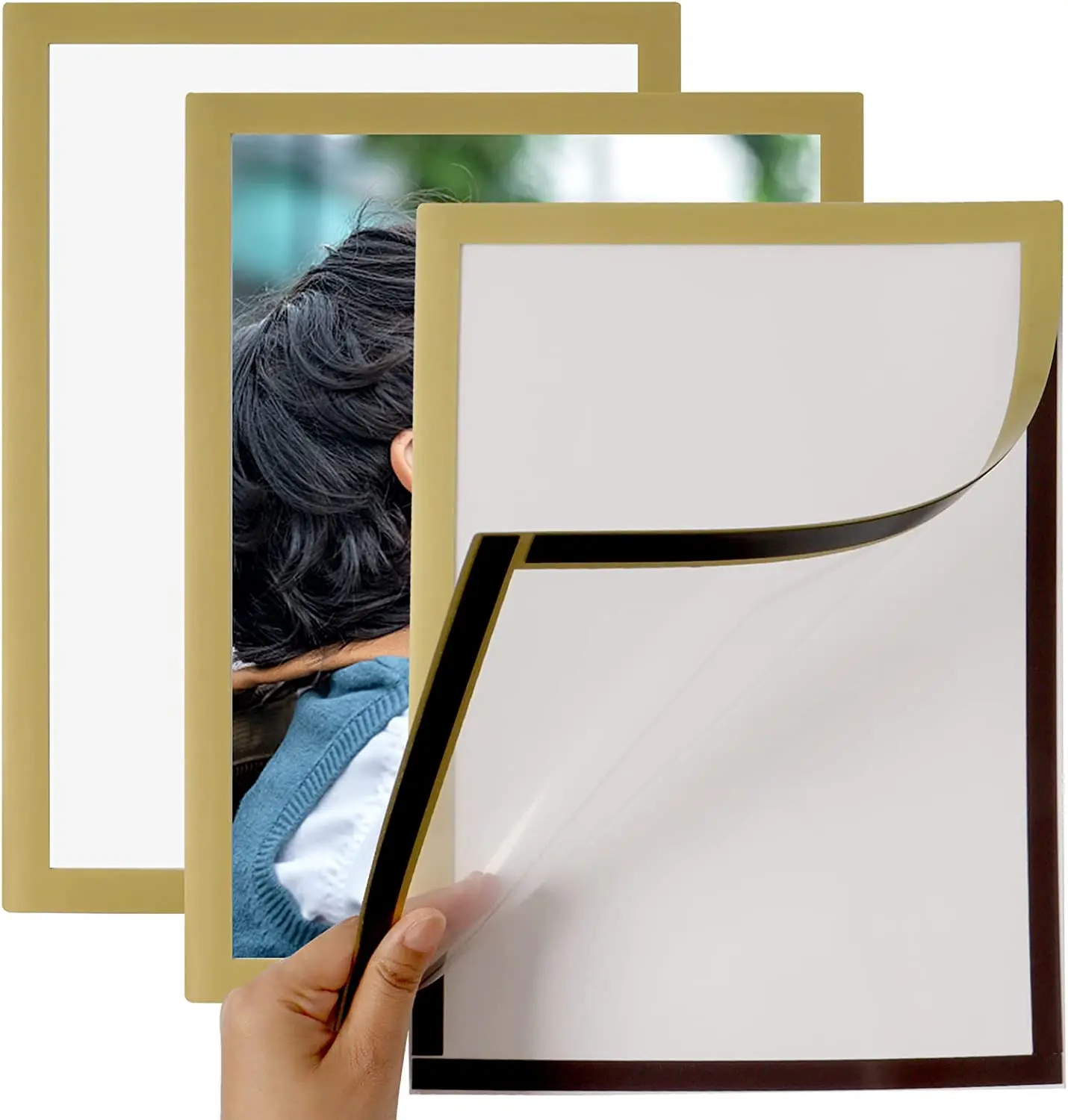 A4 Self-adhesive Magnetic Display Frame  Black Frame Magnetic Closure Adhesive Backing