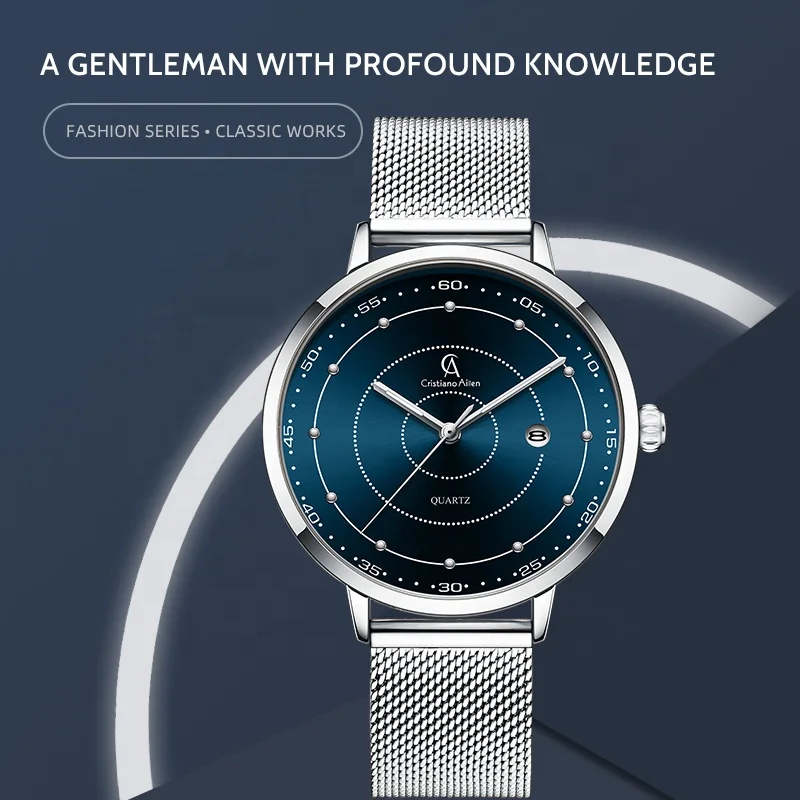 Cristiano Aillen CA0838 Hot Selling Minimalist Business No Blue Glass  Automatic calendar Men Wrist Watch