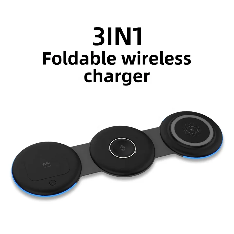 2022 New Products 3 In 1 Folding Magnetic Wireless Charger Portable 15W Fast Wireless Charging For iPhone For Iwatch For AirPods
