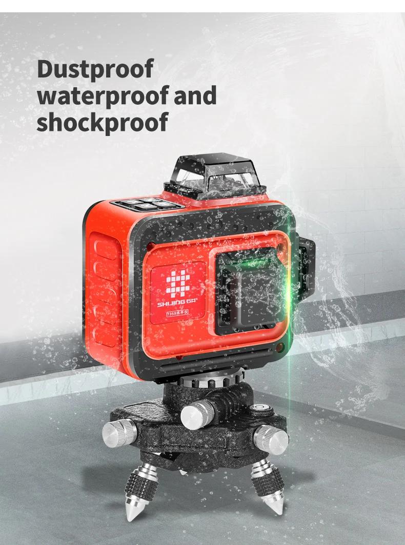 SHIJING 7359 3D 12 lines lasers green beam 360 laser level with remote controller Horizontal & Vertical Cross-Line