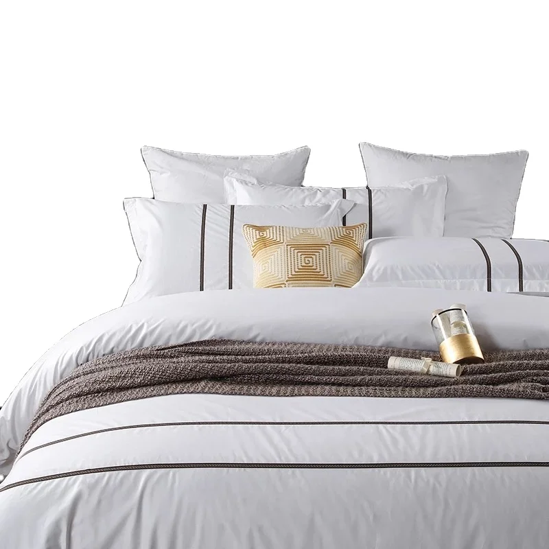 Роскошный комплект постельного белья из 100% хлопка с вышивкой для отеля и дома, набор одеял по низкой цене
