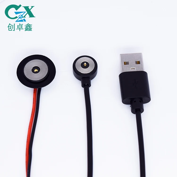Female And Male Pogo Pin Thin Round 2 Pin Magnetic Connector 2022 New Design Wearable Device Magnetic Charging Cable