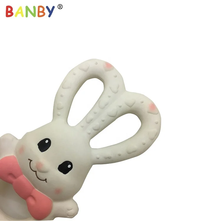 100% Natural Rubber Baby teethers Toy Chew Toy Teething Ring Rattle Sensory Game PVC BPA Free rubber teething