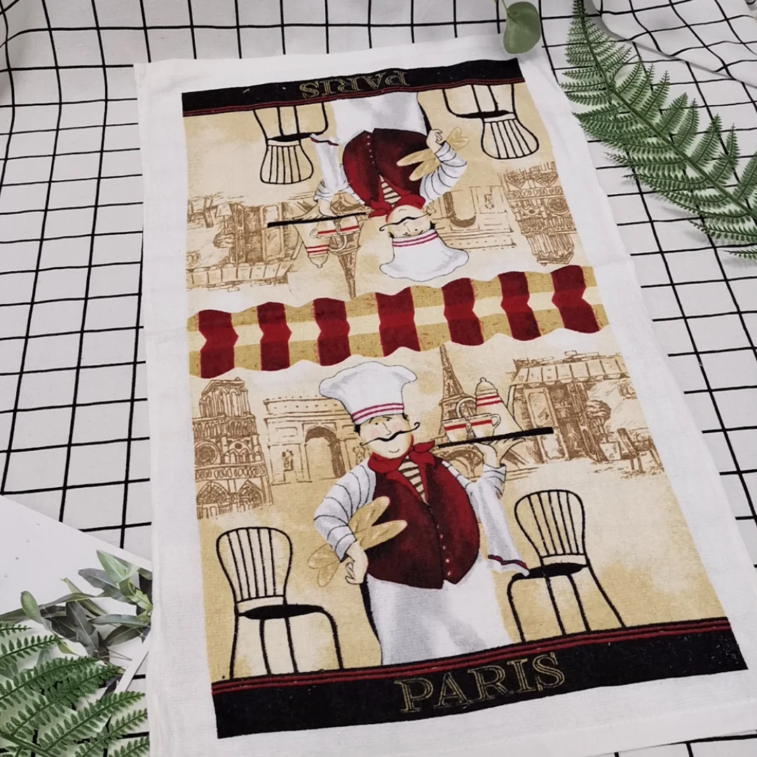 2022 Latest Hot Selling Water Absorbent Custom Design Floral Printed Cotton Fabric Linen Kitchen Christmas Gift Tea Towel