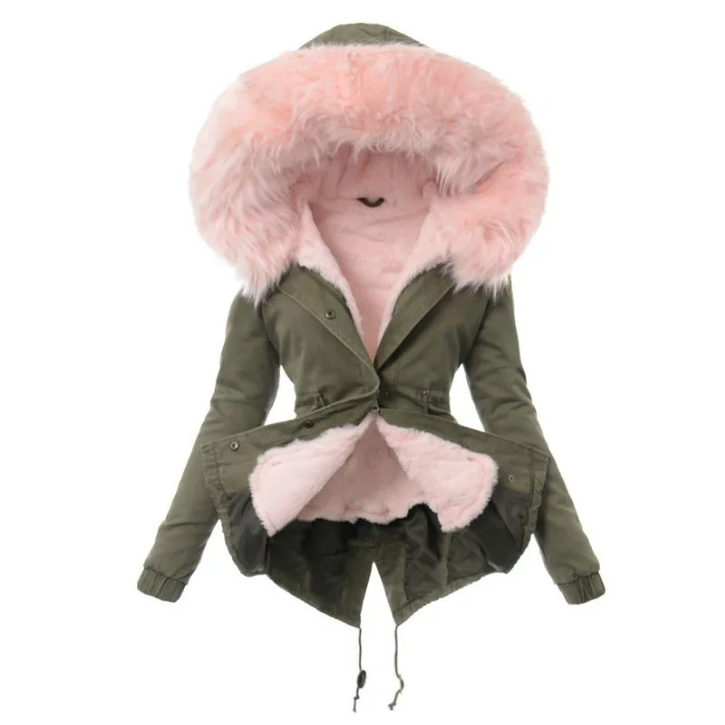 High Quality Windproof Thicken Warm Long Parka Puffer Winter Fleece Jacket For women