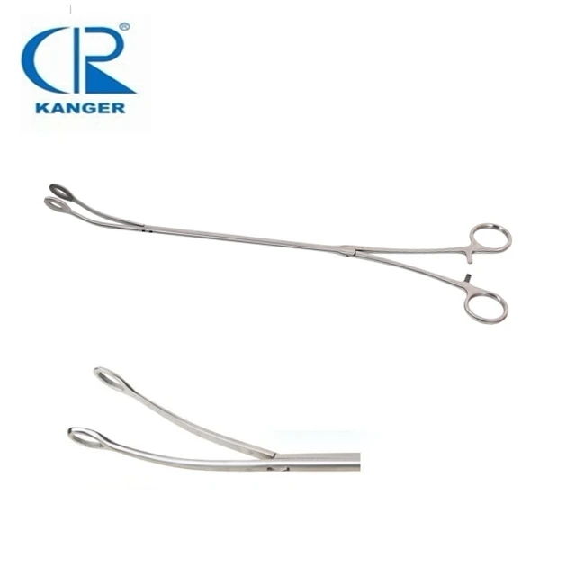 VATS  oval head head width 8mm 5*350mm without teeth grip slip VATS Thoracic Hemostatic forceps Double joint oval forceps