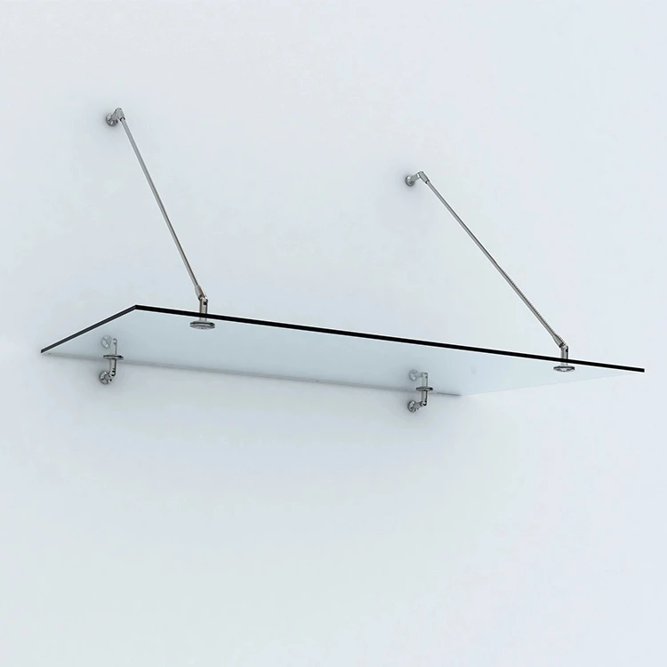 Modern Style Glass Door Canopy With Stainless Steel Bracket