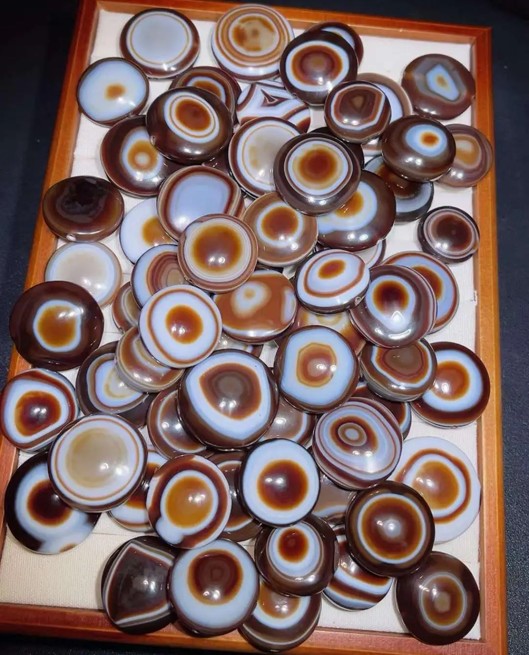 25~35mm Wholesale Ancient Antique Coffee Ramik Eyes Agate Stone Lukmik Onyx Sulaimani Beads Necklace Bracelet Bead