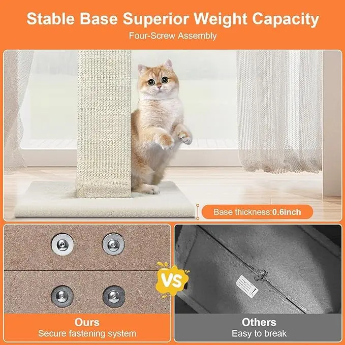 Hot Selling Factory Wholesale 33-inch Cat Scratching Post  Natural Sisal Fibers Sturdy Base, Easy Assembly Durable Design