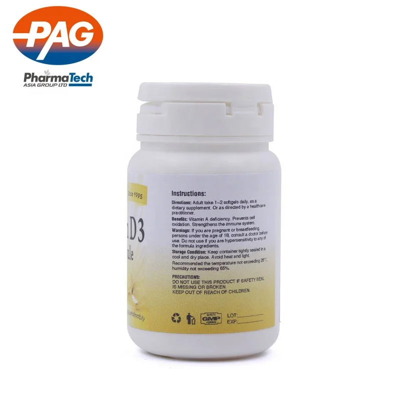 Безглютеновые капсулы Halal витамин D3 1000Iu Softgel