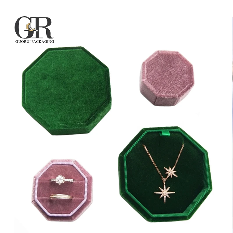 
Guorui Popular handmade suede velvet packaging double ring box  (62381311307)