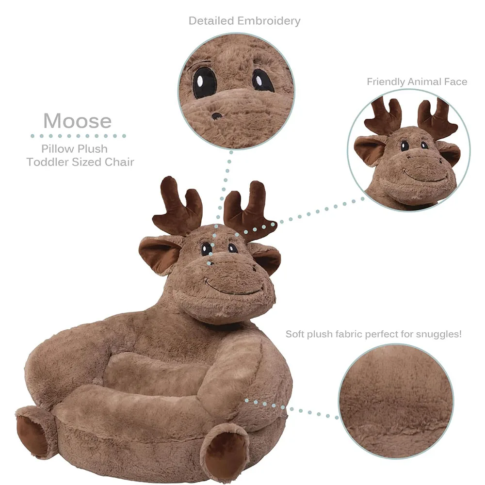A861 ODM Moose Toddler Plush Pillow Kids Comfy Animal Chair Old Baby Soft Toddler Lounge Kids Bean Bag Alternative Babys Chairs