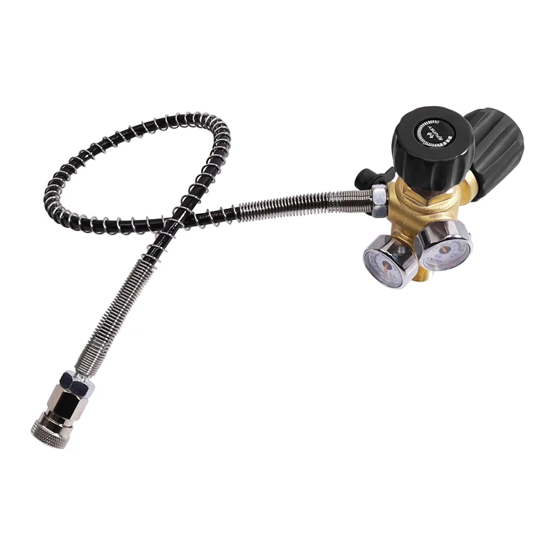 5/8-18UNF DIN-клапан адаптер с манометром Pcp клапан резервуара 4500psi рабочее давление шлангом 50 см для воздушного бака HPA