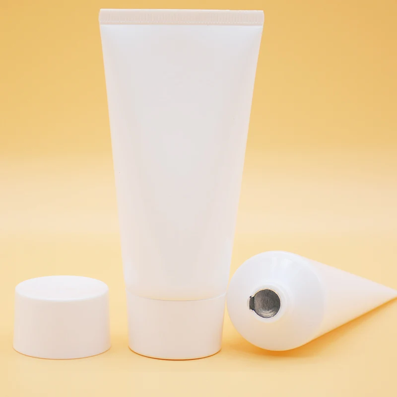100ml Natural Skincare Packaging Textured Matte Finishing Empty Face Wash Tubes Cosmetic Plastic Tubes With Silver Screw Cap