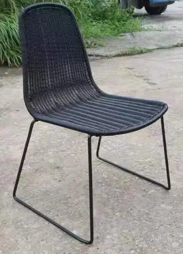 Outdoor Stackable Dining Chair for Cafe Restaurant PE Rattan Woven Chairs