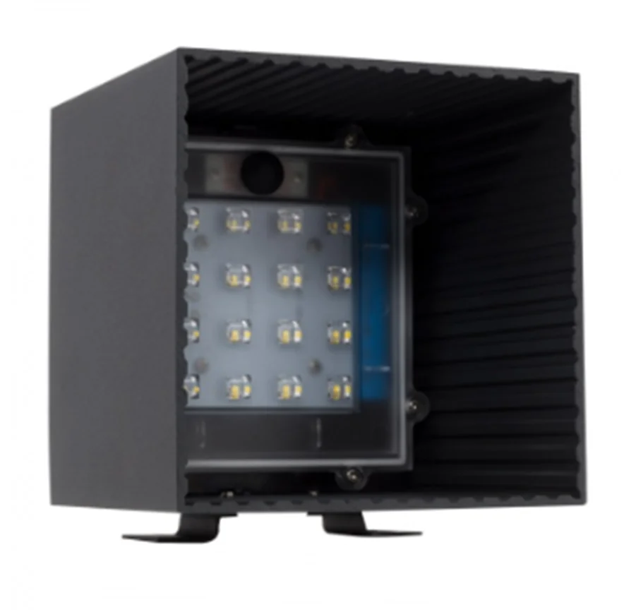 IP65 Industrial Style Aluminum Cube LED Wall Light 2W Solar With Radar Motion Detector for Outdoor Lobby & Garden Lighting