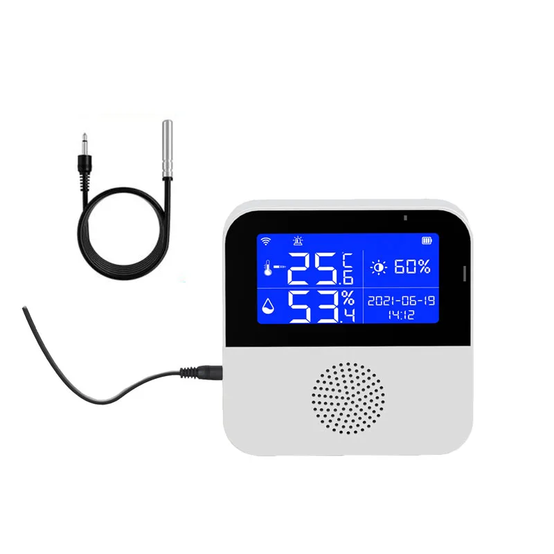 tuya wireless wifi smart Temperature Humidity brightness sensor external waterproof temperature sensor with lcd display screen