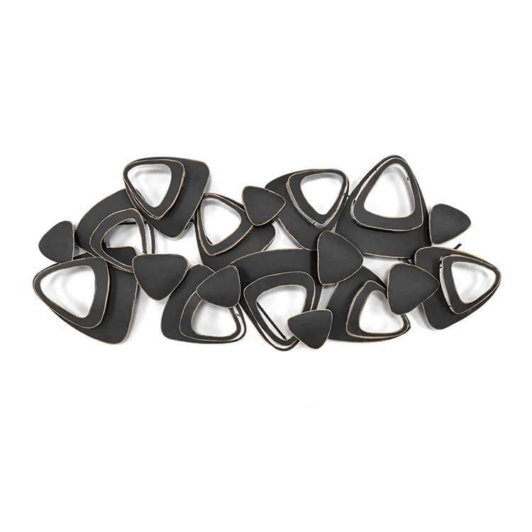 
Triangle black gold wall decoration home hall terrace living room decoration metal wall decoration 