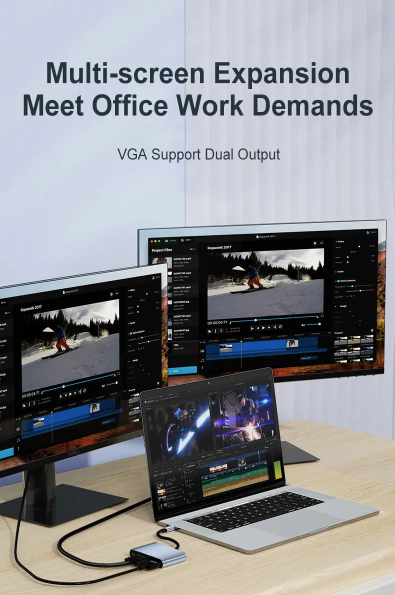 SOYEER 5 в 1 концентратор USB HD + VGA AV USB3.0 PD Видео Аудио преобразователь для Mac Win 7/8/10 PC TV проектор