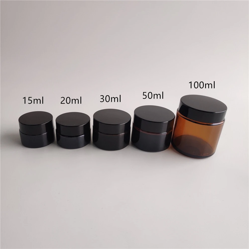 
high quality amber glass jar cream glass jar sets 15ml,20ml,30ml,50ml,100ml 