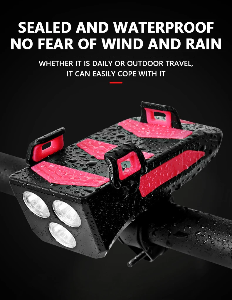 2000AH and 4000AH battery capacity USB mobile phone holder power bank bicycle bike front LED lamp light