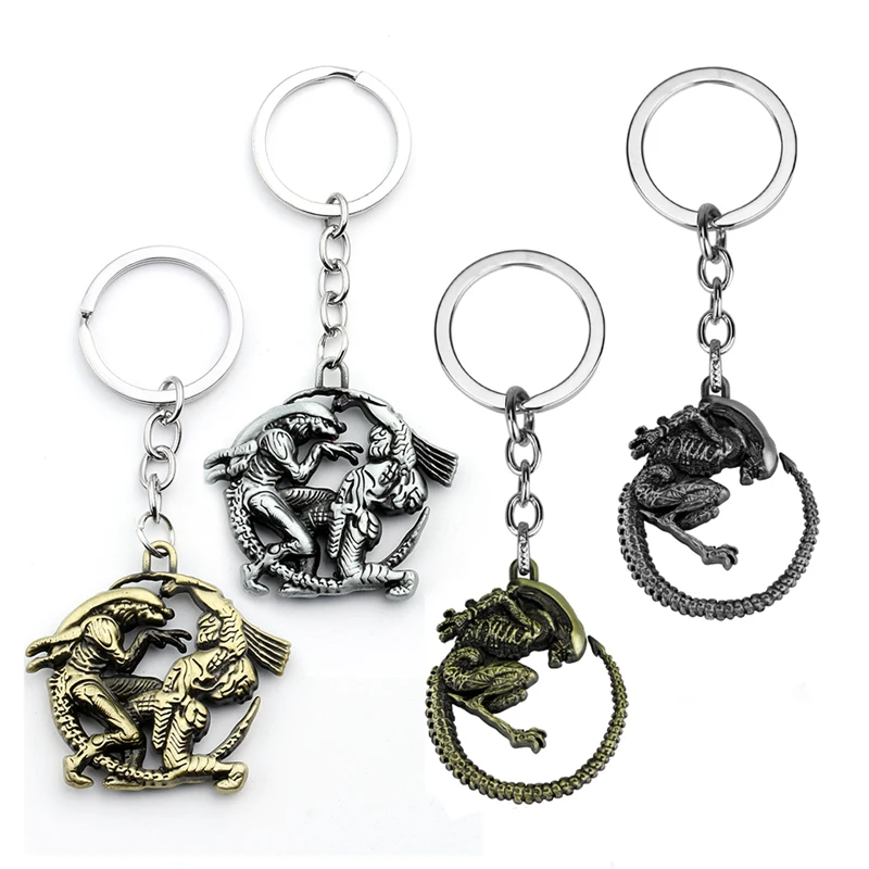 Cool Types Movie Restore Scene Aliens Predator AVP Keychain Horror Films Alien Queen Figure Keychain Jewelry For Men Boy Gift