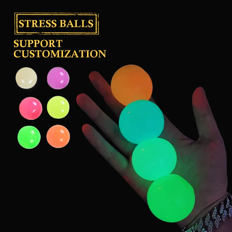 
Glow in Dark Stress Ceiling Balls Sticky Balls Stretchy Ball, Luminescent Fun Toys Home Depression Activity TPR 