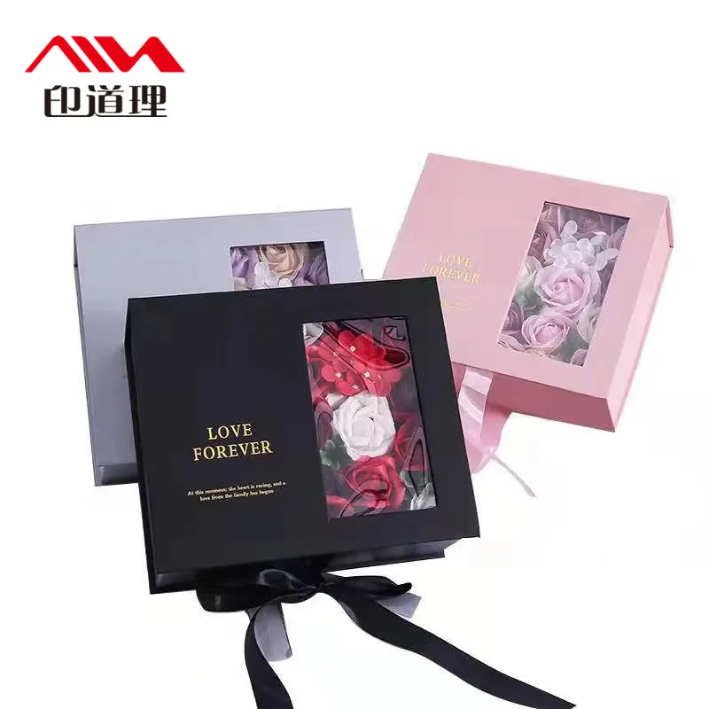 Custom Rose Gift Packaging Box Flowers Florist Square Pink Velvet Floral Flower Hat Box