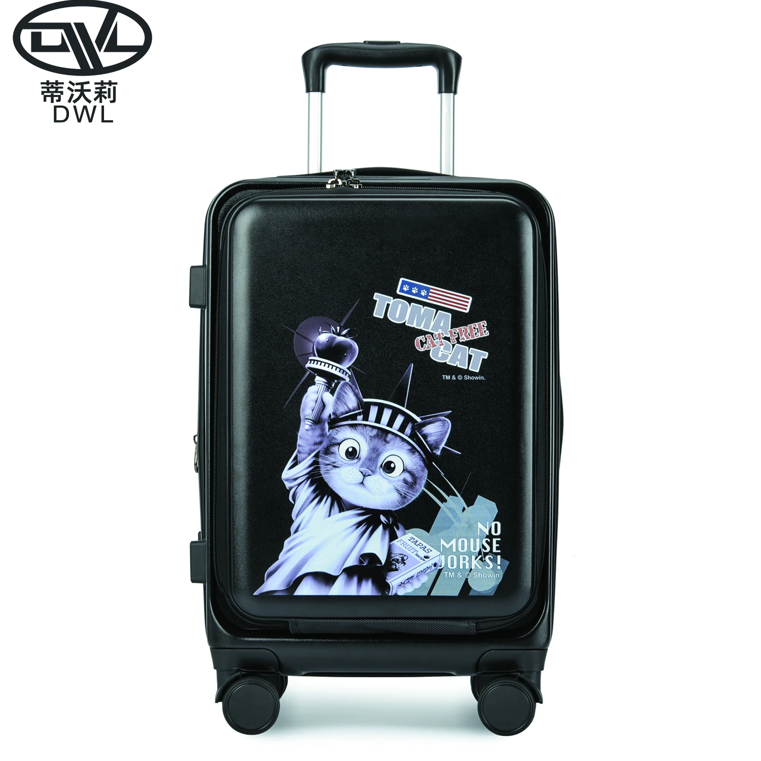 Travel Parent Lightweight Carry On 20inch Suitcase with Laptop Front Hard Shell with Printing opening Cute Logo Spinner Wheel