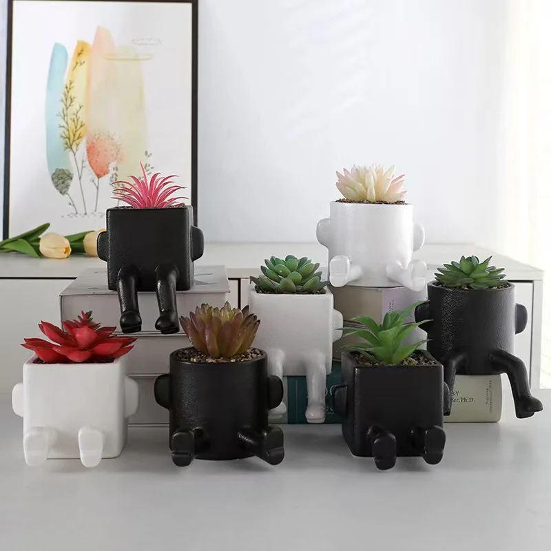 Peeing Vase Planter For Air Plants Ceramic Plant Pot With Drainage Holes For Cactus Flowers