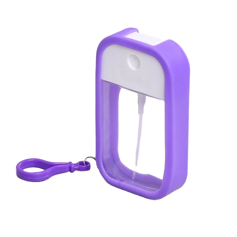 Stock 50ml Plastic Credit Card Pocket Perfume Bottle Hand Sanitizer Sprayer Packaging with soft silicone hold