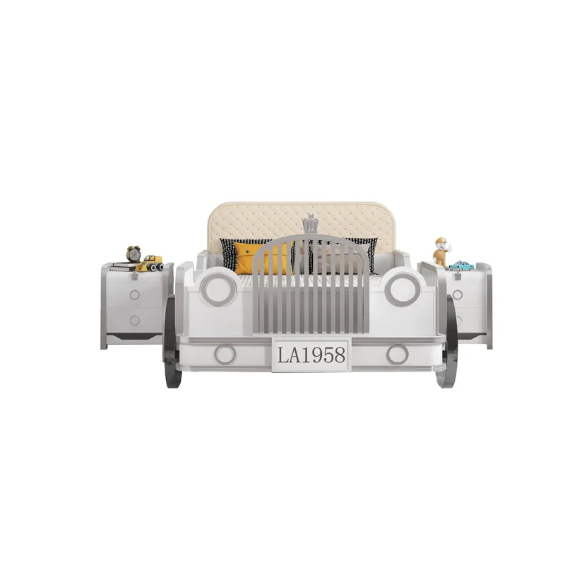 Modern design solid wood children bed kids car beds White twin size  children beds car boy