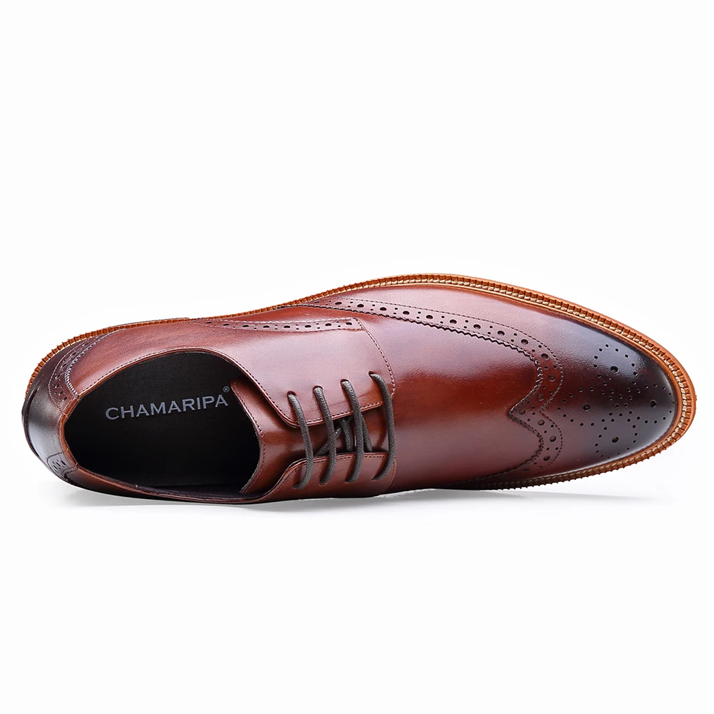 Броги мужские из натуральной кожи на скрытом каблуке, свадебные классические туфли, обувь для увеличения роста, новый дизайн