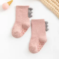 New Baby Kids Boys Girls Dinosaur Kids Coral Fleece Warm Winter Toddler Socks Fuzzy Anti-slip baby socks girl