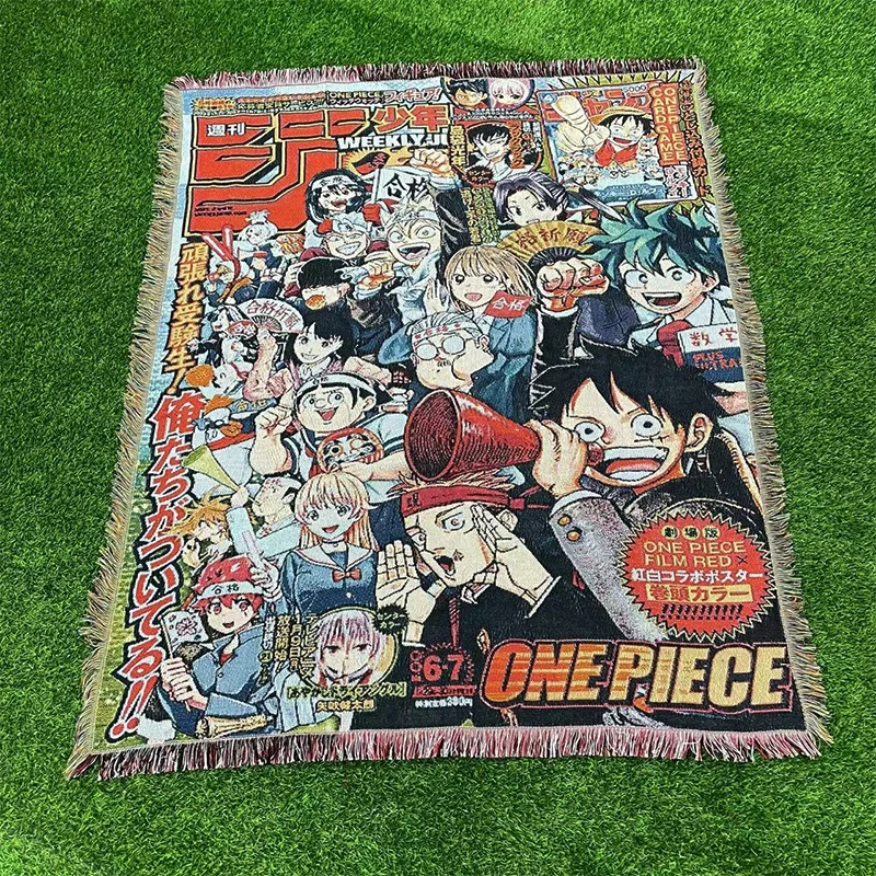 Быстрая Настройка мультяшных аниме гобелен жаккардовый Тканое одеяло для кемпинга и пикника