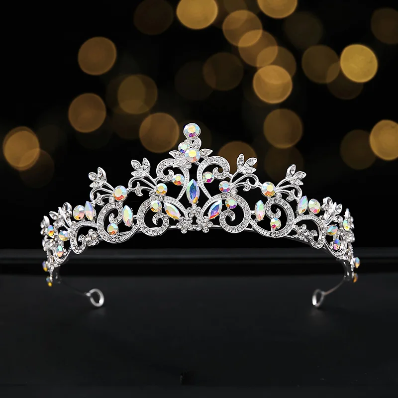 DAIMING HG02134  New Design Wholesale Bridal Wedding Gold AB Rhinestone Crowns Cheap Prices Crystal Alloy Metal Crown Tiaras