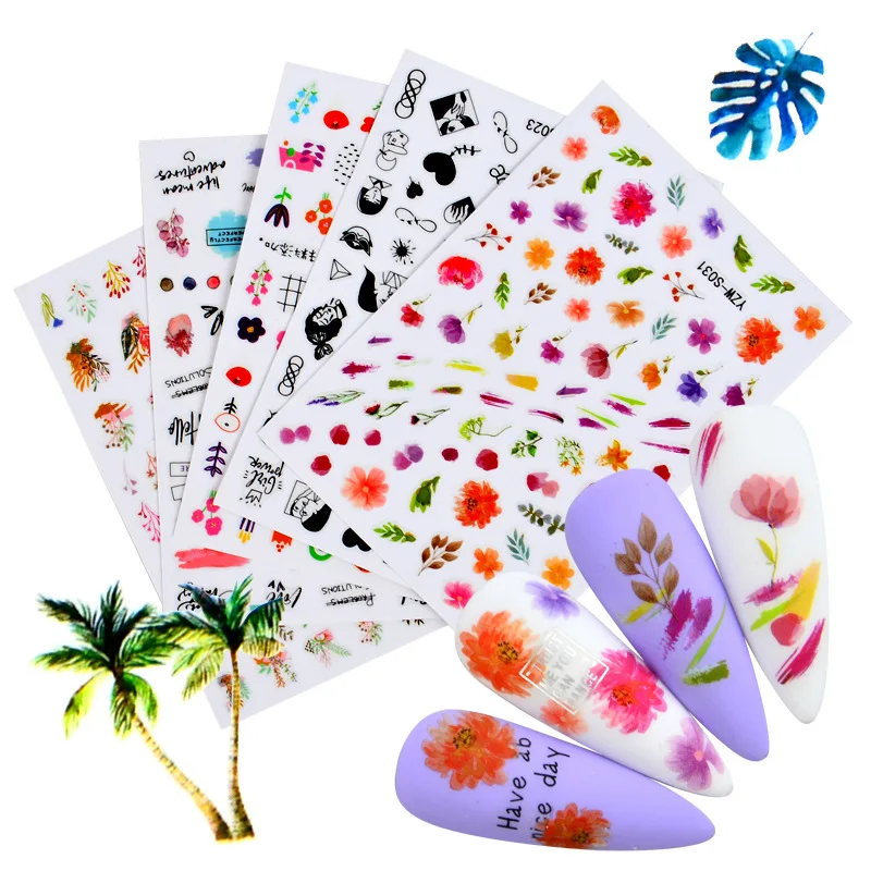 22 Styles 3D Nail Stickers Butterfly Korea Trendy Abstract Nail Art Decor Stickers