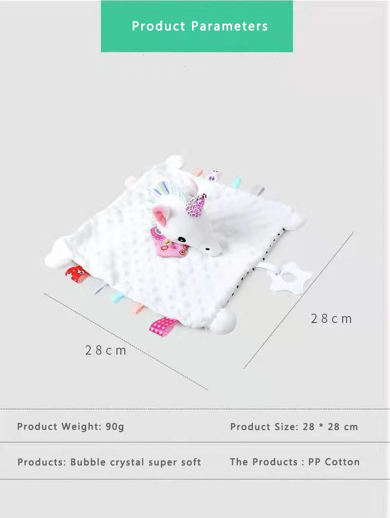 Custom Handmade Baby Soft Toy Plush Baby Security Comforter Blankets With Teether