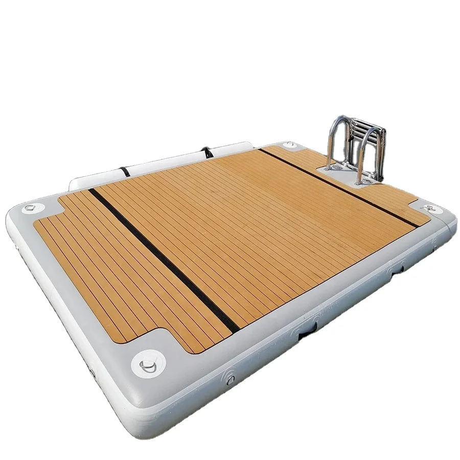 Outdoor Inflatable Swim Island Floating Raft Inflatable Floating Water Jet Ski Dock Floats Platform With Ladder